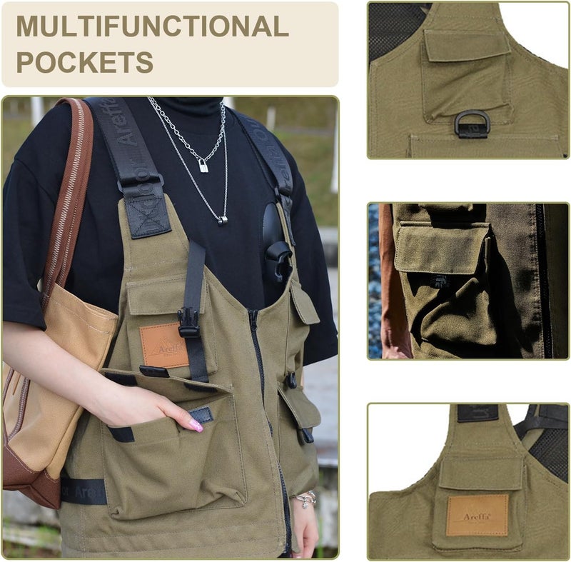 AREFFA Store Adjustable Fishing Vest for Men, 10-Pocket Cargo Vest for Hiking & Travel - Image 3